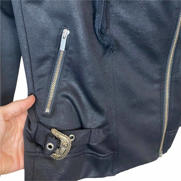 The Kooples Faux Leather Moto Jacket Hooded Size XS - Picture 9 of 12
